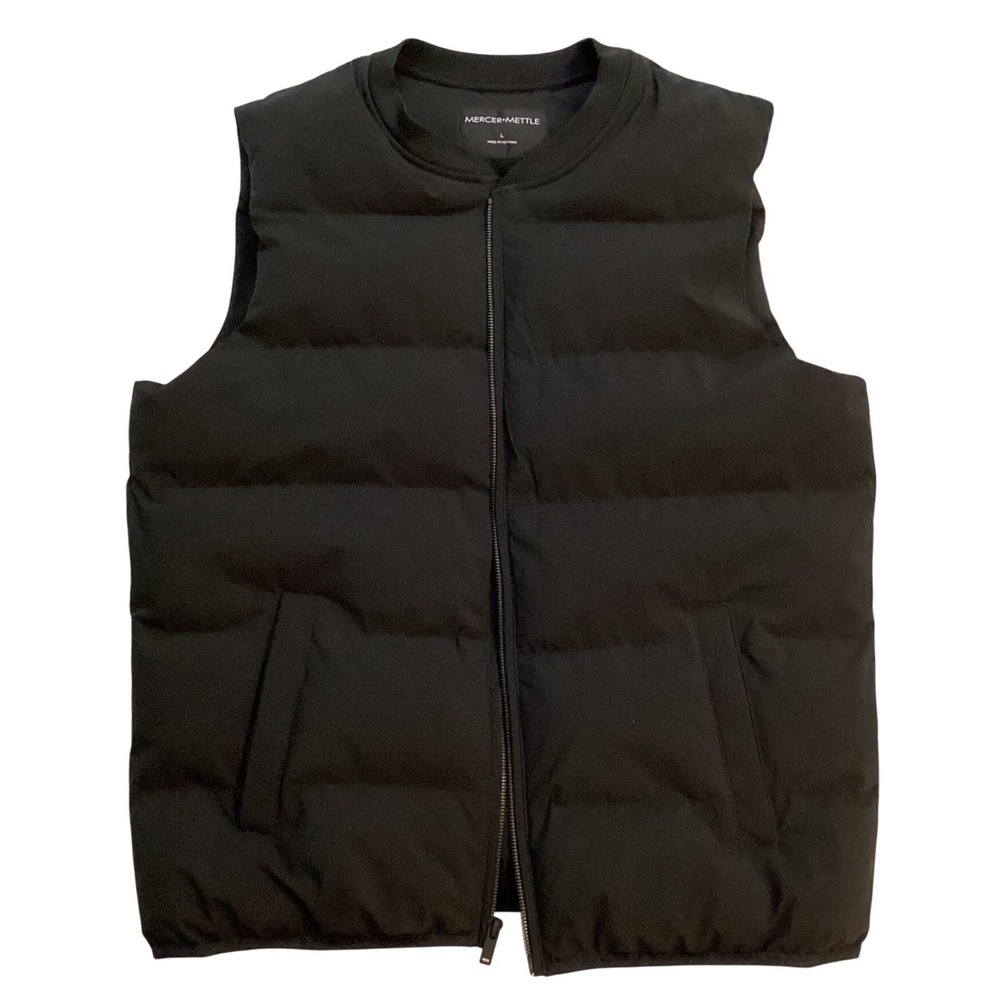 Mercer Mettle Men Puffer Vest Black Full‎ Zip Size L Quilted Gilet
